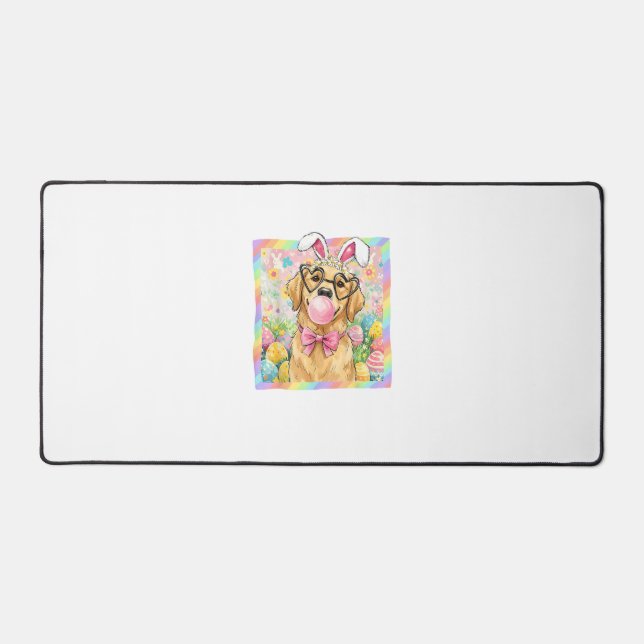 Easter Dog Bunny Ear Funny Golden Retriever Easter Desk Mat (Front)