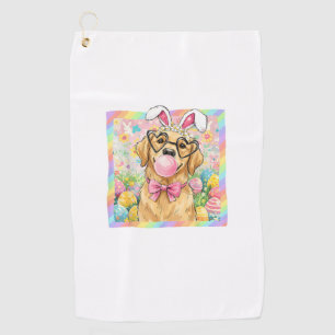 Easter Dog Bunny Ear Funny Golden Retriever Easter Golf Towel