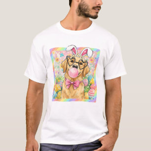 Easter Dog Bunny Ear Funny Golden Retriever Easter T-Shirt
