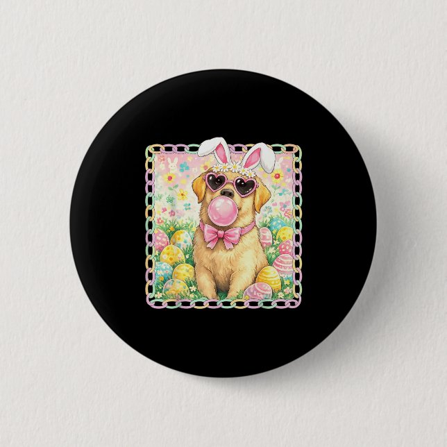 Easter Dog Bunny Ears Funny Labrador Easter Bunny  6 Cm Round Badge (Front)