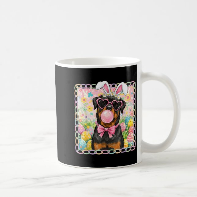 Easter dog bunny ears funny rottweiler easter bunn coffee mug (Right)