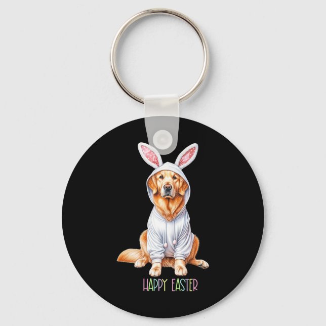 Easter Dog Bunny Spring Golden Retriever Easter Eg Key Ring (Front)
