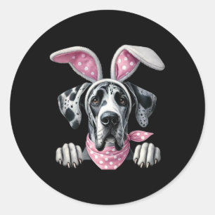 Easter Dog Bunny Spring Great Dane Dog Easter Egg  Classic Round Sticker