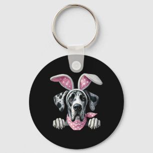 Easter Dog Bunny Spring Great Dane Dog Easter Egg Key Ring