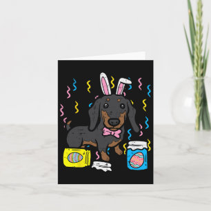Easter Dog Dachsund Bunny Cute Egg Hunting Girls B Card