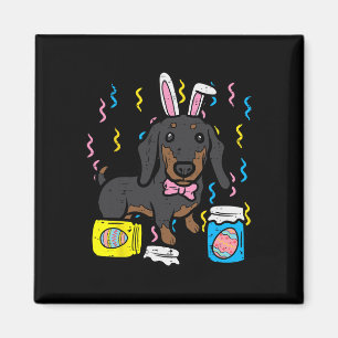 Easter Dog Dachsund Bunny Cute Egg Hunting Girls B Magnet