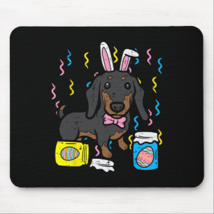 Easter Dog Dachsund Bunny Cute Egg Hunting Girls B Mouse Pad