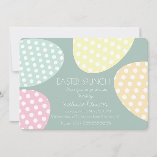  Easter Dotted Eggs Dinner Brunch Family Pastel Invitation (Front)