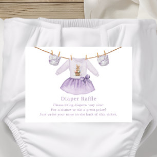 Easter Dress Diaper Raffle Purple Baby Shower Enclosure Card