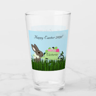 Easter Drinking Glasses Bunny Wheelbarrow of Eggs