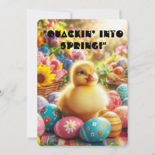 Easter Duck & Colourful Egg Wonderland Holiday Card