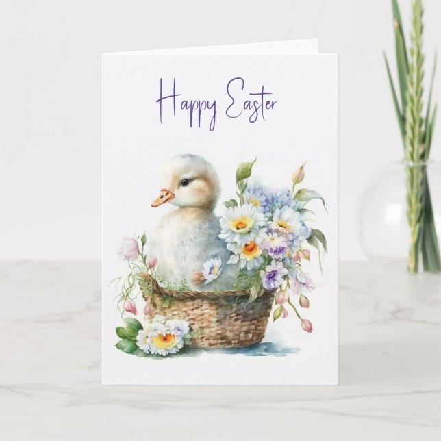 Easter Duck in Basket Card (Front)