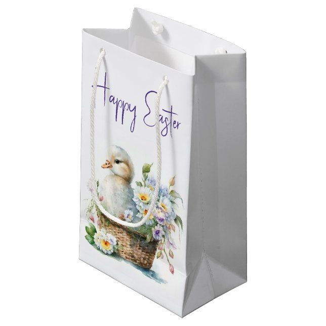 Easter Duck in Basket Small Gift Bag (Front Angled)