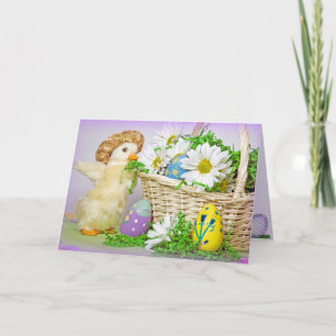 Easter Duck with eggs Holiday Card
