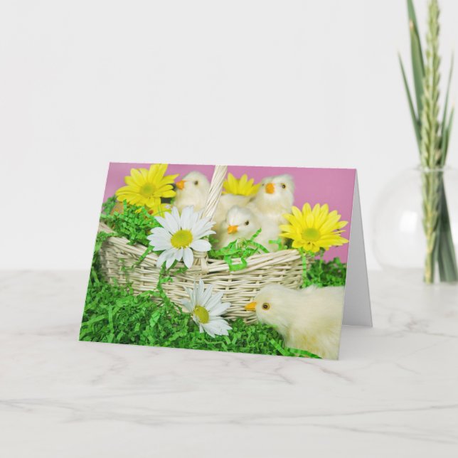 Easter Ducklings in Basket Holiday Card (Front)