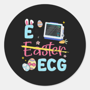 Easter E Is For Ecg Ekg Nurse Cardiology Heart Rat Classic Round Sticker