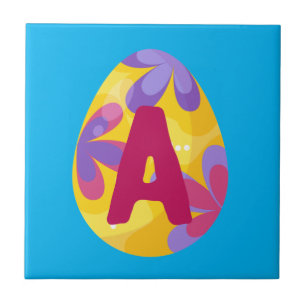 Easter Egg Alphabet Letter A Name Initial Team Ceramic Tile