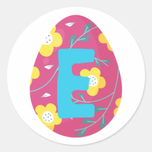Easter Egg Alphabet Letter E Name Initial Team Classic Round Sticker