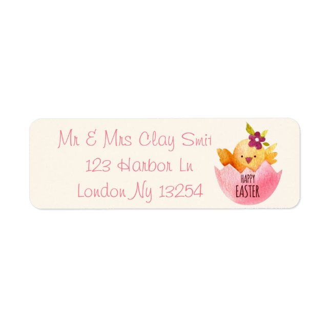 Easter Egg and Chic Return Address Label (Front)