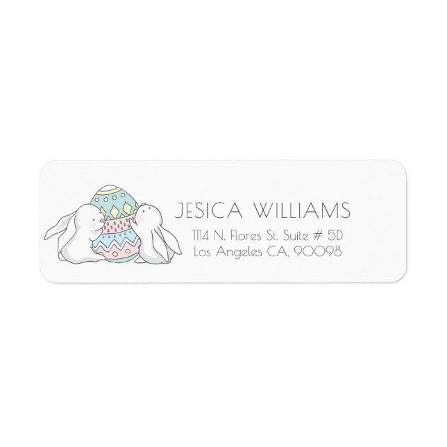 Easter egg and cute bunnies return address label (Front)