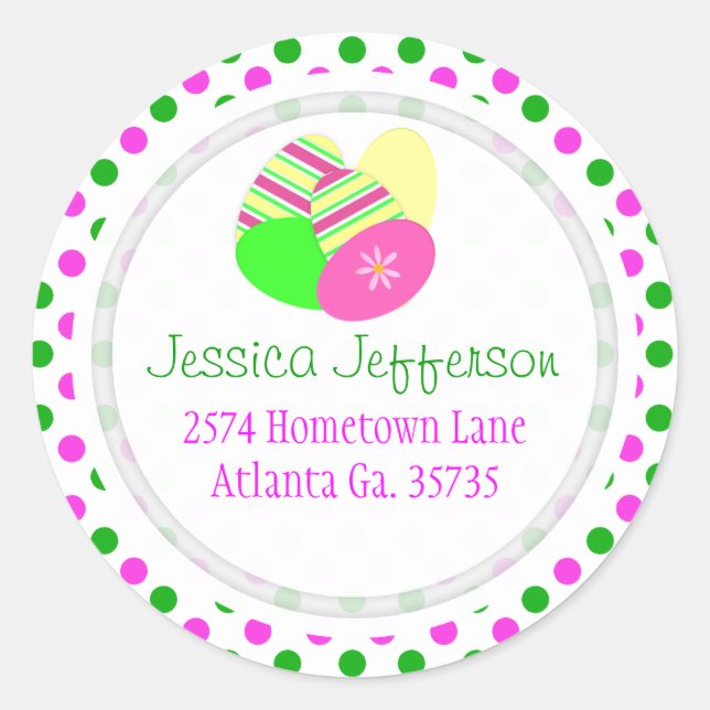 Easter Egg And Polka-dot Address Stickers (Front)