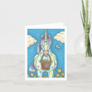 EASTER EGG BASKET UNICORN, FANTASY PONY Blank Note Card