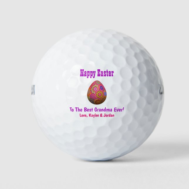 Easter Egg Best Grandma Ever Cute Pink Purple Golf Balls (Front)