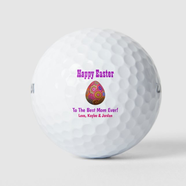 Easter Egg Best Mum Ever Cute Pink Purple Golf Balls (Front)