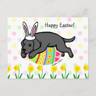 Easter Egg Black Labrador Cartoon Holiday Postcard