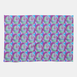 Easter Egg Blues Tea Towel