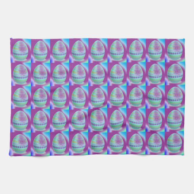 Easter Egg Blues Tea Towel (Horizontal)