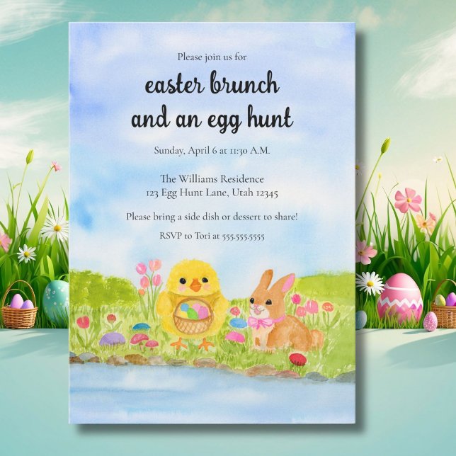  Easter Egg Brunch Chick Easter Bunny Party Invitation (Creator Uploaded)