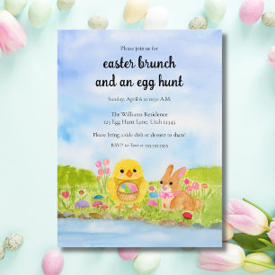  Easter Egg Brunch Chick Easter Bunny Party Invitation Postcard