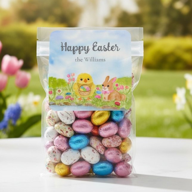  Easter Egg Brunch Chick Easter Bunny Party Square Sticker (Creator Uploaded)