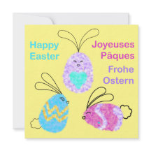 Easter Egg-Bunnies Greetings English French German