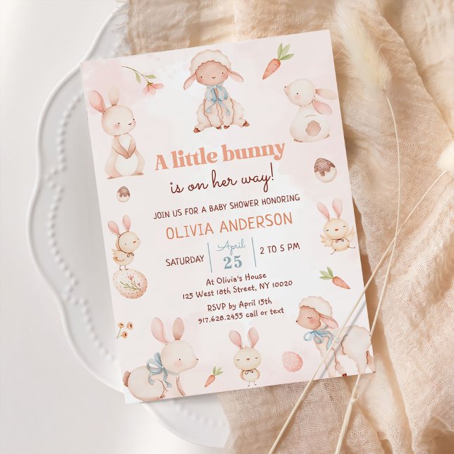 Easter Egg Bunny Baby Girl Shower Invitation (Creator Uploaded)