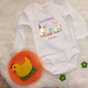Easter Egg Bunny Cute Boys - Girls Customisable Ba Baby Bodysuit