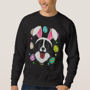 Easter Egg Bunny Ear Border Collie Dog Face East Sweatshirt
