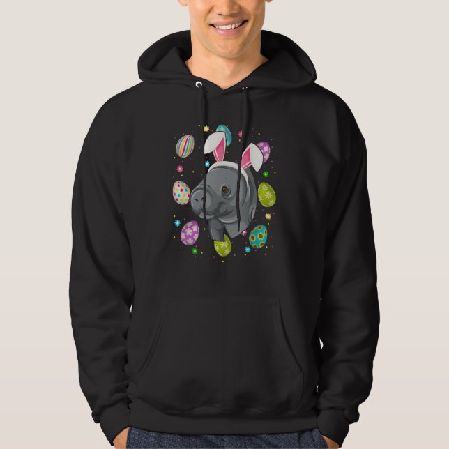 Easter Egg  Bunny Ear Manatee Face Easter Sunday Hoodie (Front)