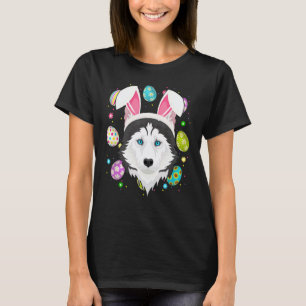 Easter Egg Bunny Ear Siberian Husky Dog Face East T-Shirt
