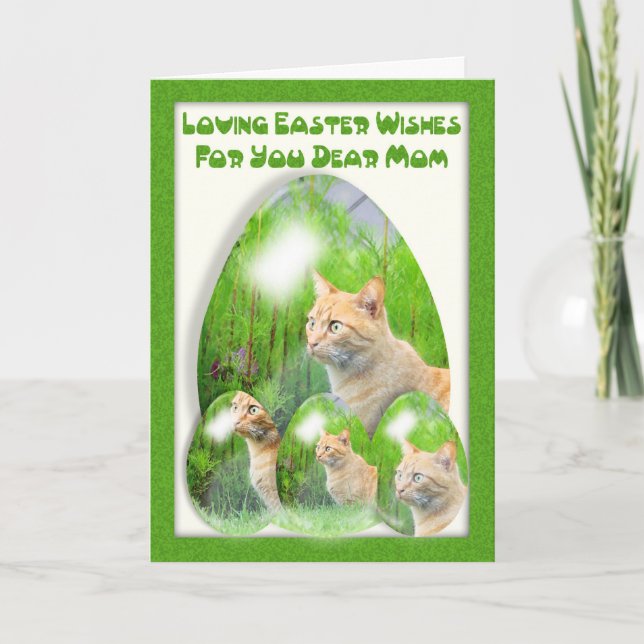 Easter Egg Card, with cats, Mum, Easter for Mum Holiday Card (Front)