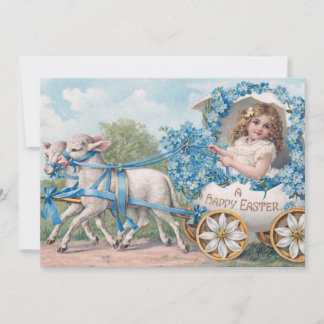 Easter egg carriage ride with lambs card