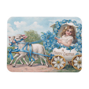 Easter egg carriage ride with lambs magnet