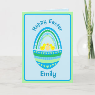 Easter Egg & Chicks Folded Greeting Card