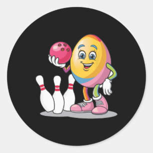 Easter Egg Colourful Costume Bowling Player Team L Classic Round Sticker