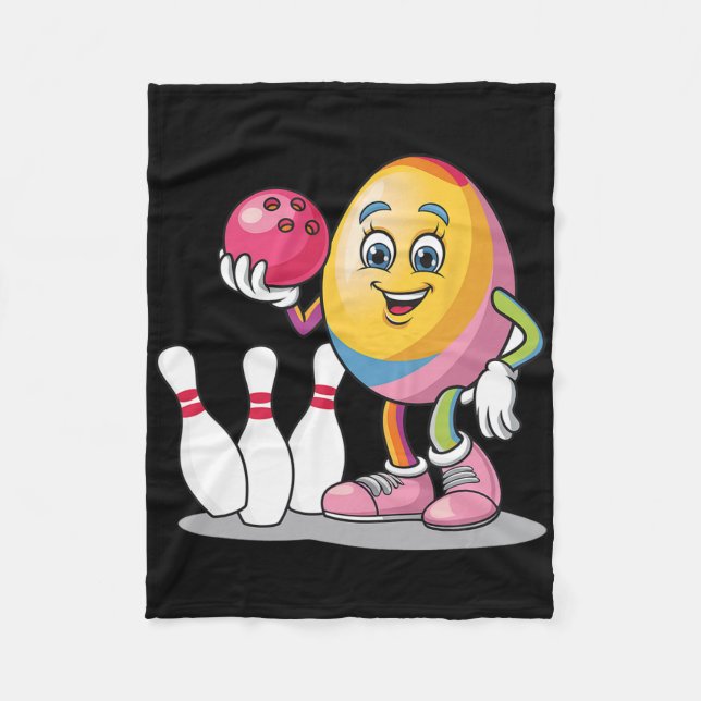 Easter Egg Colourful Costume Bowling Player Team L Fleece Blanket (Front)