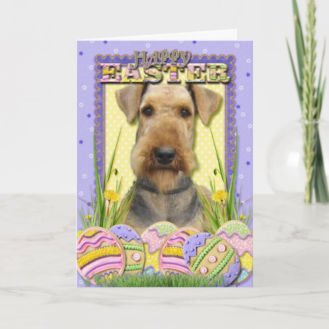 Easter Egg Cookies - Airedale Holiday Card (Front)