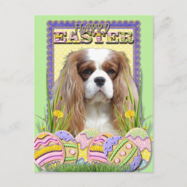 Easter Egg Cookies - Cavalier - Blenheim Holiday Postcard (Front)
