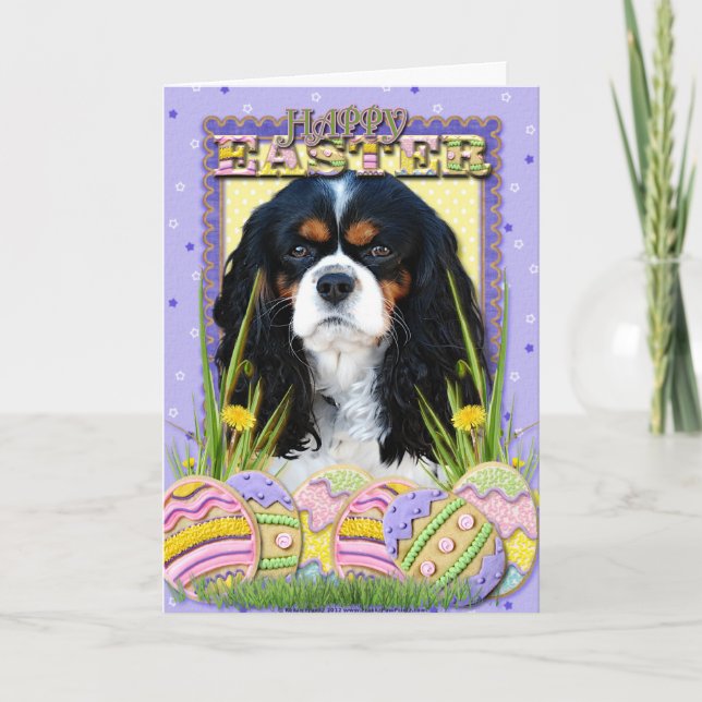 Easter Egg Cookies - Cavalier - Tri-colour Holiday Card (Front)