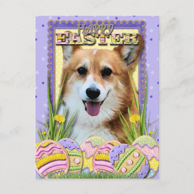 Easter Egg Cookies - Corgi Holiday Postcard (Front)